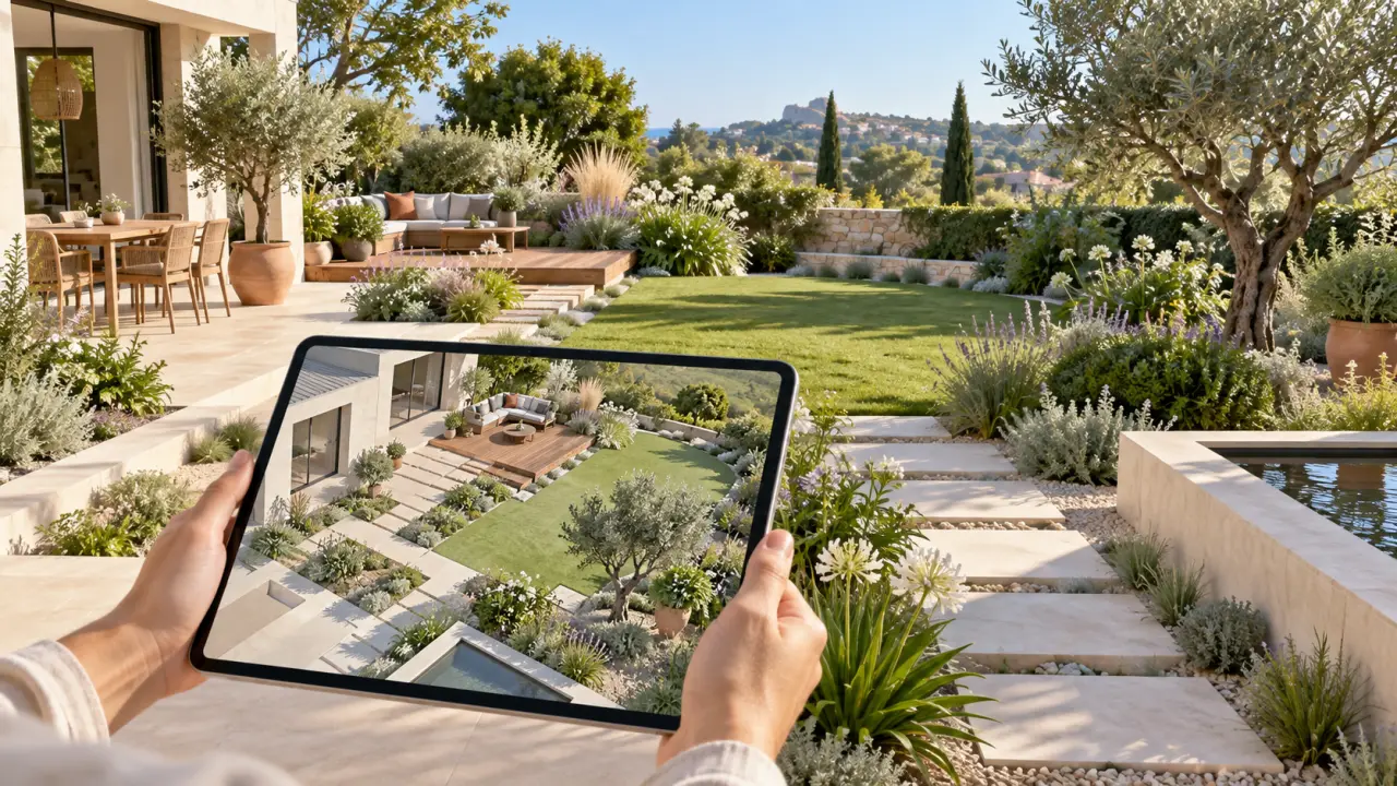 Visualisation 3D d'un jardin paysager avant sa réalisation