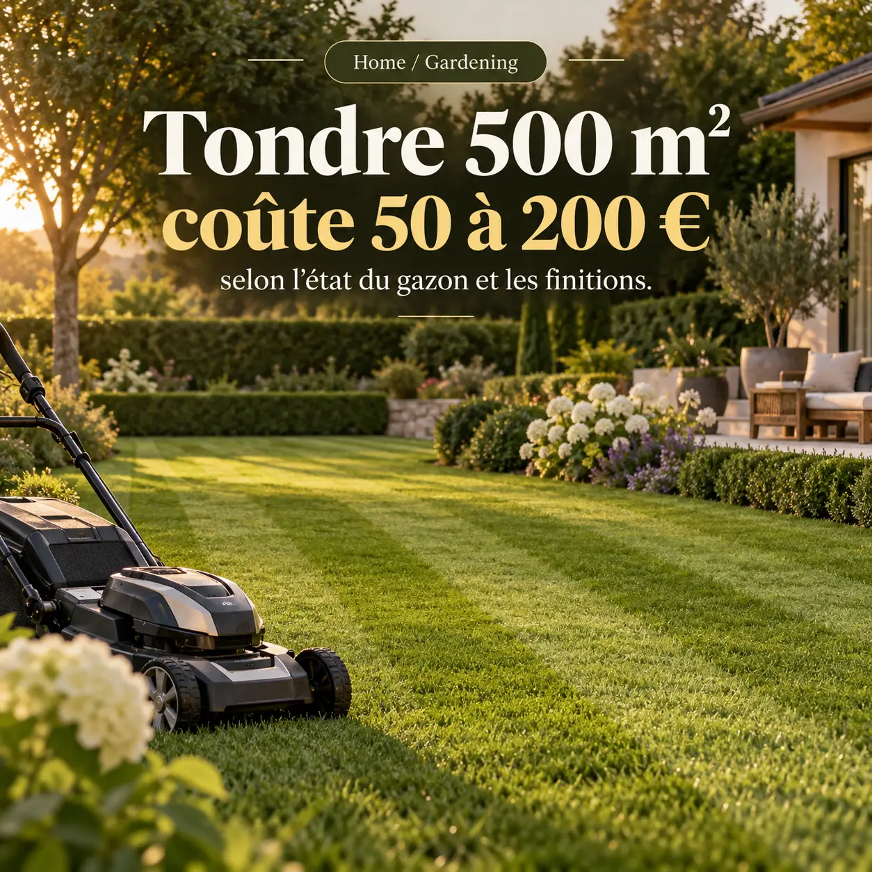 Tondre 500 m² coûte 50 à 200 €, selon l’état du gazon et les finitions