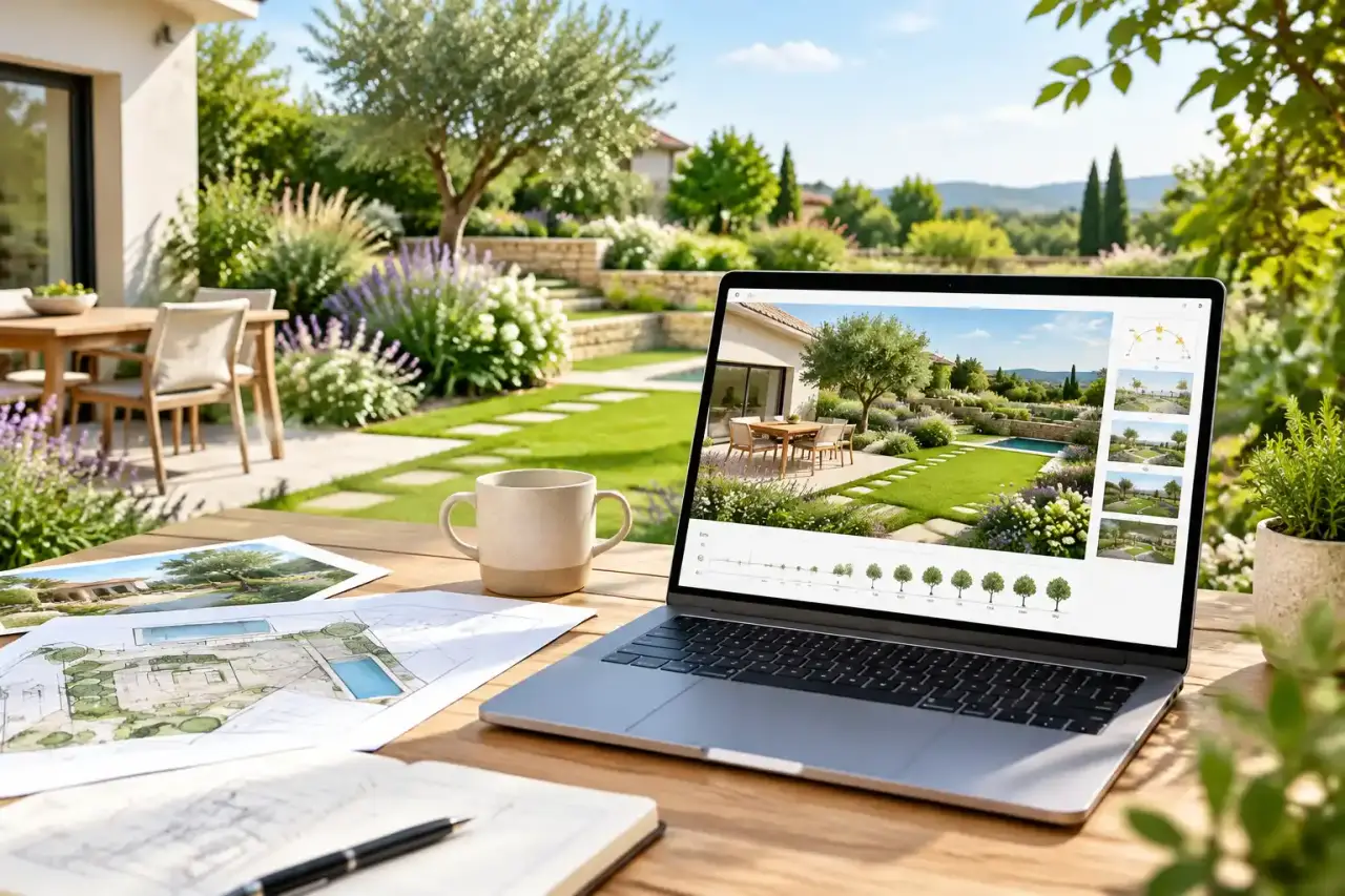 Projet de jardin paysager visualisé en 3D avant sa réalisation