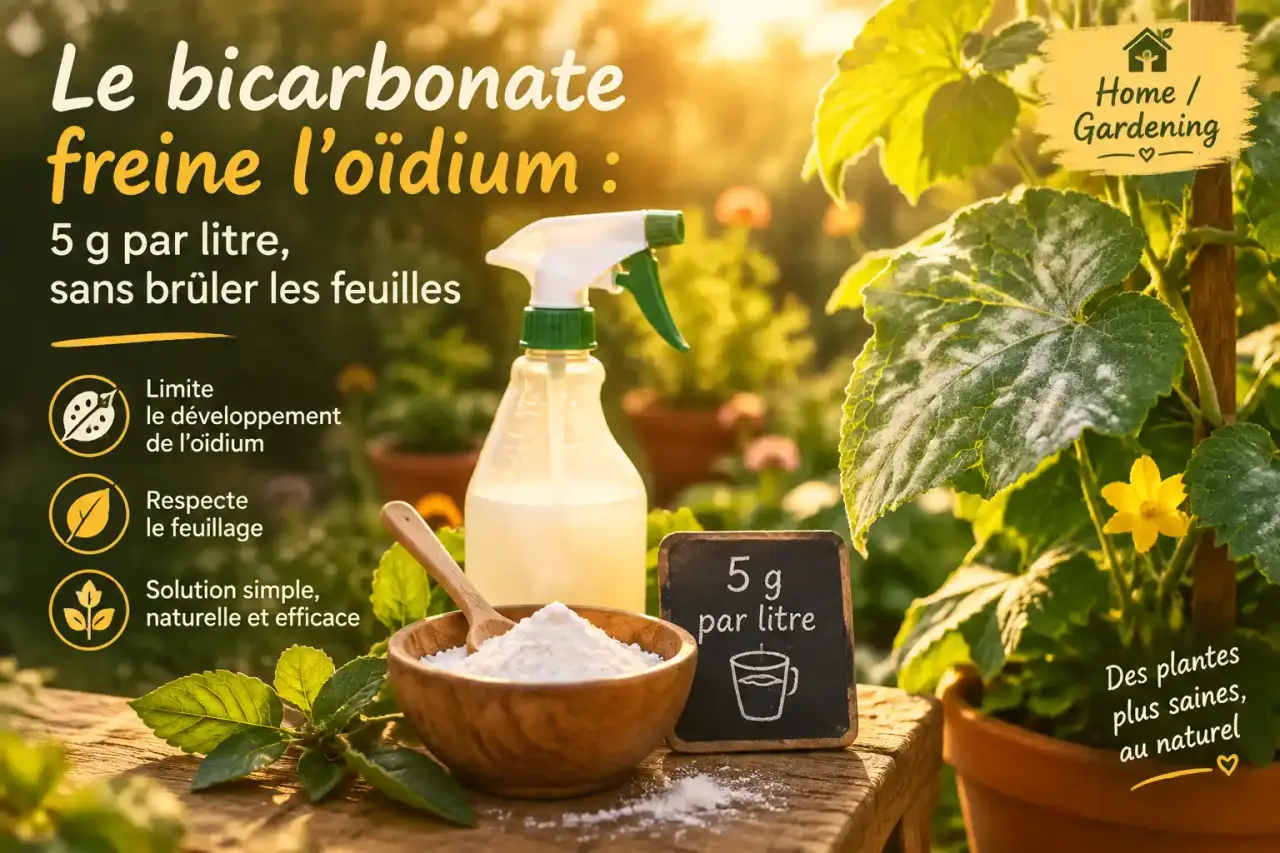 Le bicarbonate freine l’oïdium : 5 g par litre, sans brûler les feuilles