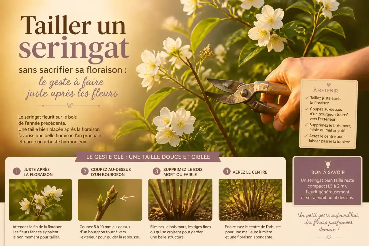 Tailler un seringat sans sacrifier sa floraison : le geste à faire juste après les fleurs